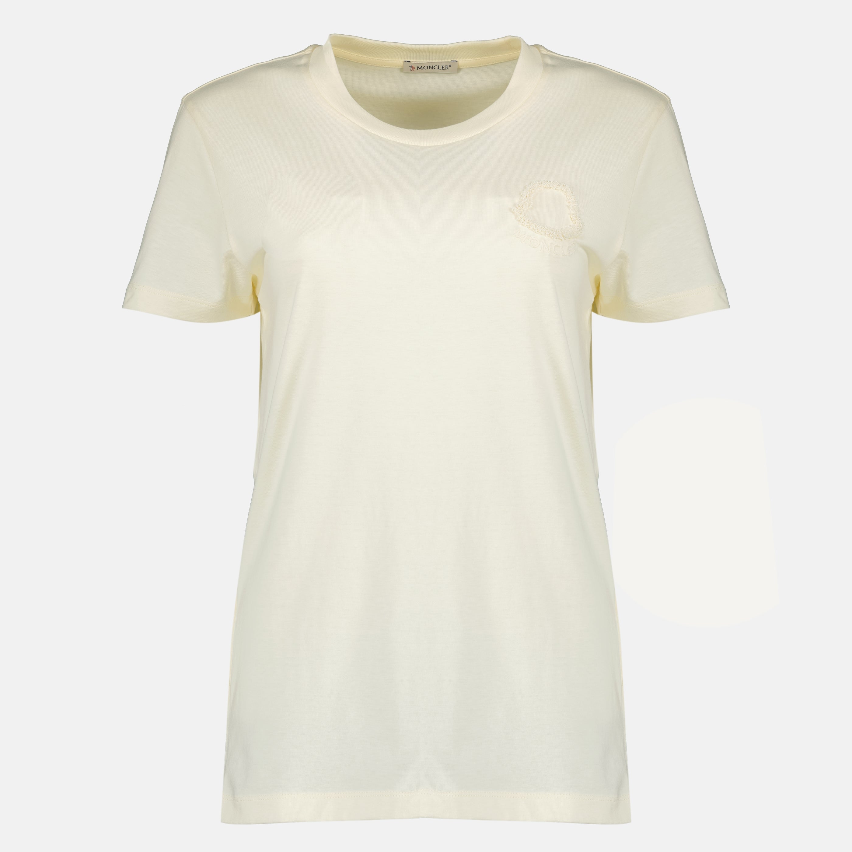 T-shirts Weißes Baumwoll-T-Shirt mit gesticktem Logo Moncler Blanc Femme