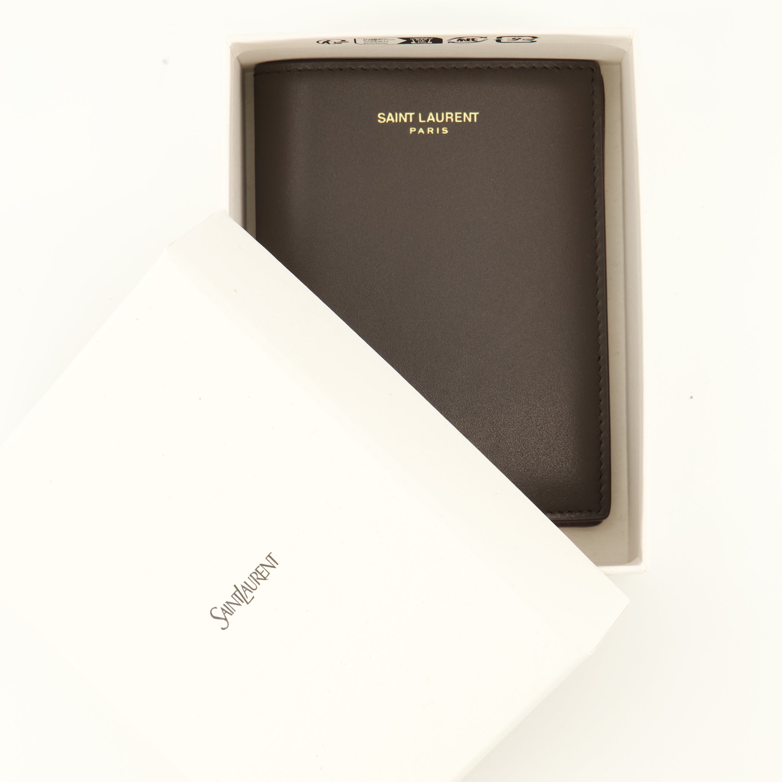 Petite maroquinerie Braunes Leder-Wallet von Saint Laurent Paris Saint Laurent Marron Homme