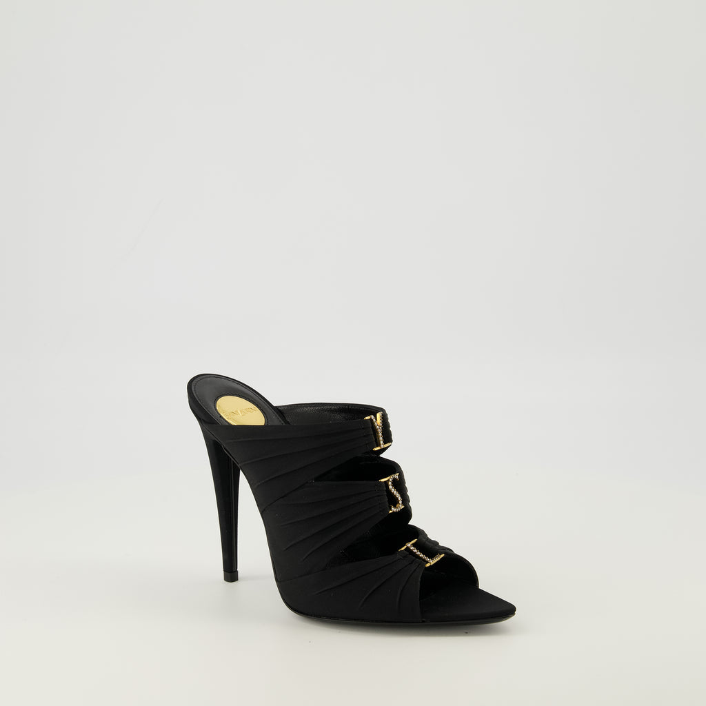 Image de l'article Mules à talons Emilie noir de la marque Saint Laurent pour Femme - Saison Printemps-Été 2026 - Vue trois quarts avant droite