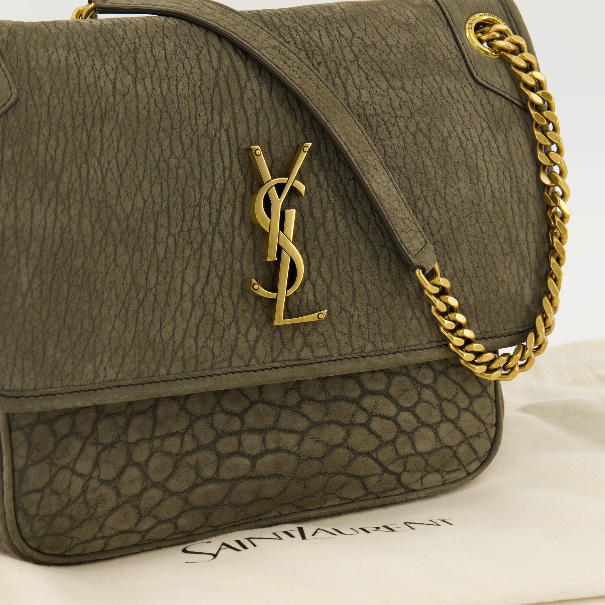 Sacs bandoulière Sac Niki en cuir effet croco marron Saint Laurent Kaki Femme
