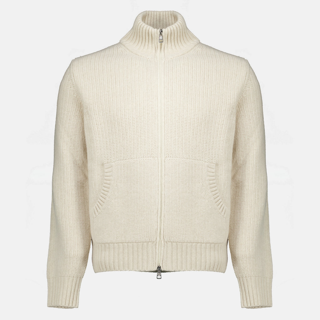 Maille Cardigan en laine beige Moncler Beige Homme