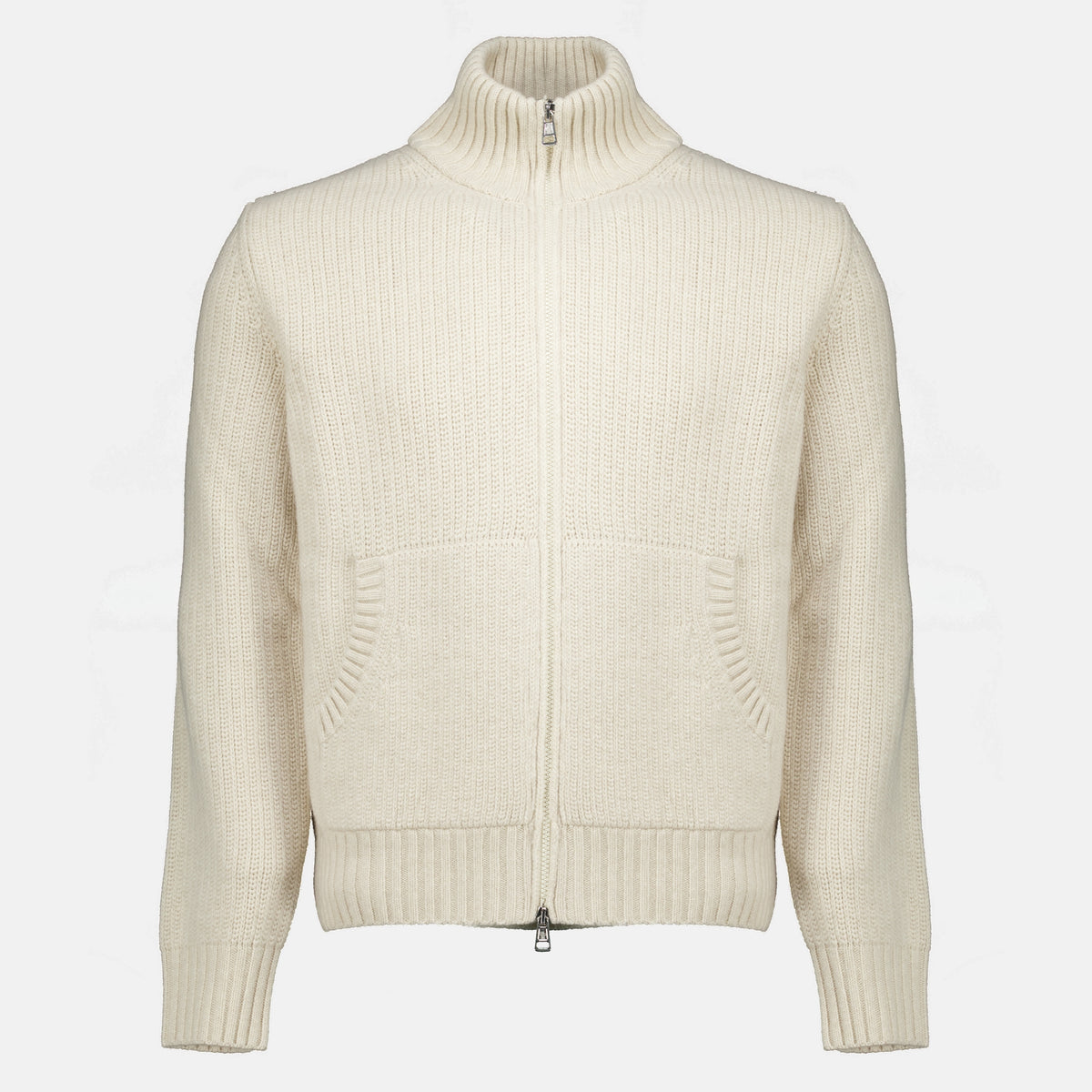Maille Cardigan en laine beige Moncler Beige Homme