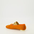 Chaussures plates 오렌지 색상 아나토믹 뉴메릭 새틴 발레리나 Mm6 Orange Femme