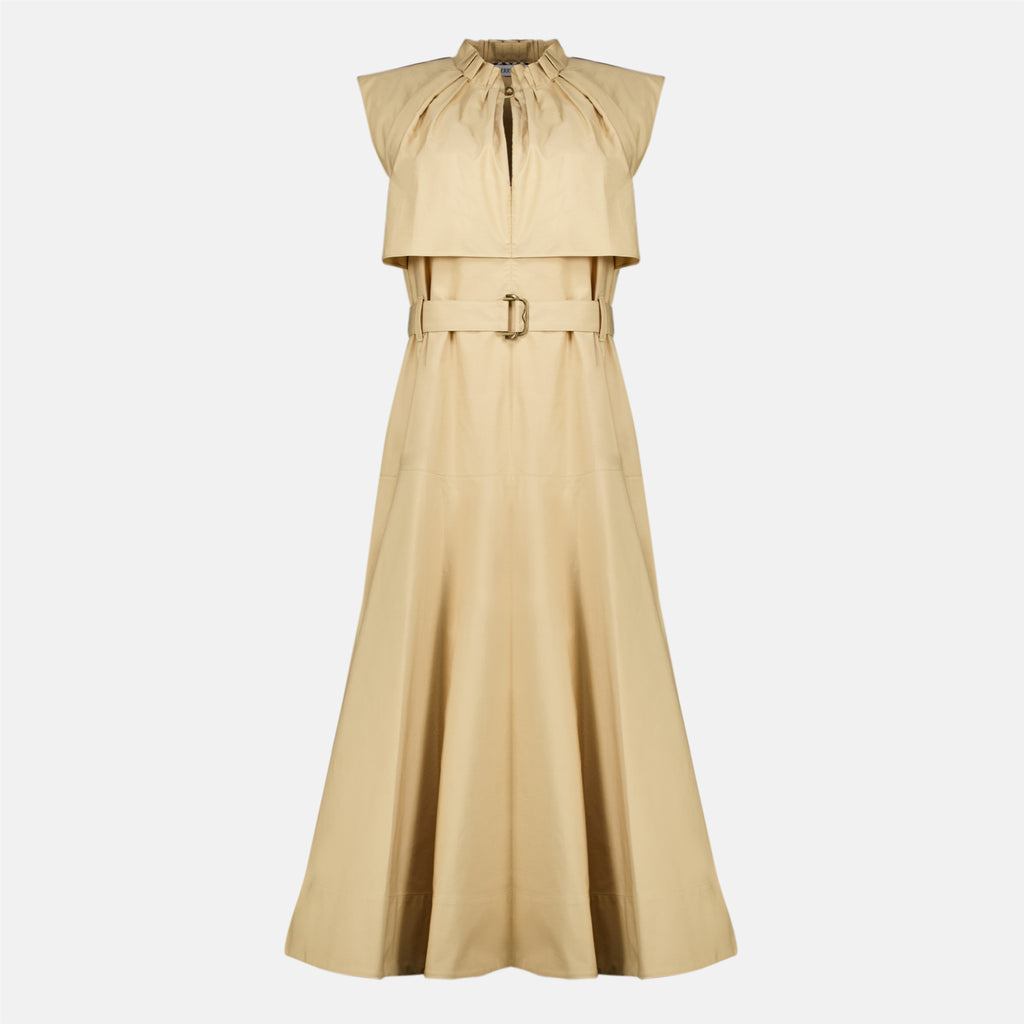 Robes Vestido Midi de Popelín Burberry Beige Femme