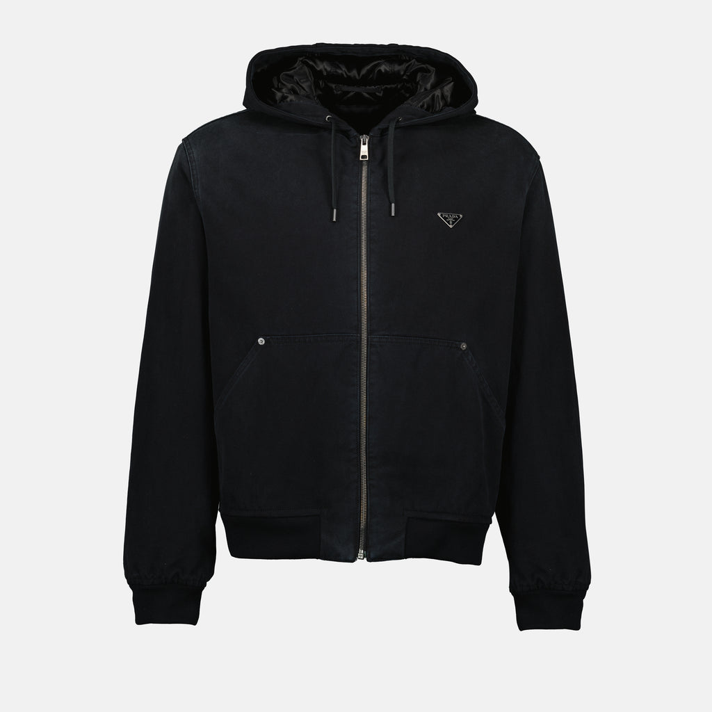 ジャケット フーデッドジャケット Prada 黒 Homme