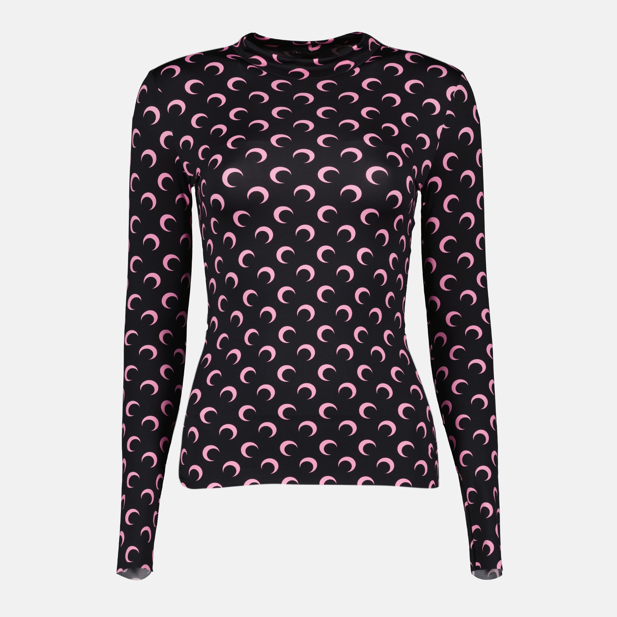 Immagine del top in jersey moon nero e rosa del marchio Marine Serre per Donna - Stagione Autunno-Inverno 2025 - Vista Frontale