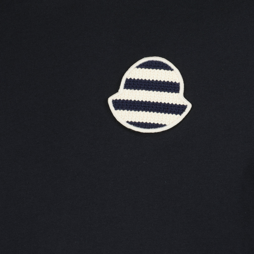 T-shirts Navy Gestreiftes Logo Baumwoll-T-Shirt Moncler Bleu foncé Homme