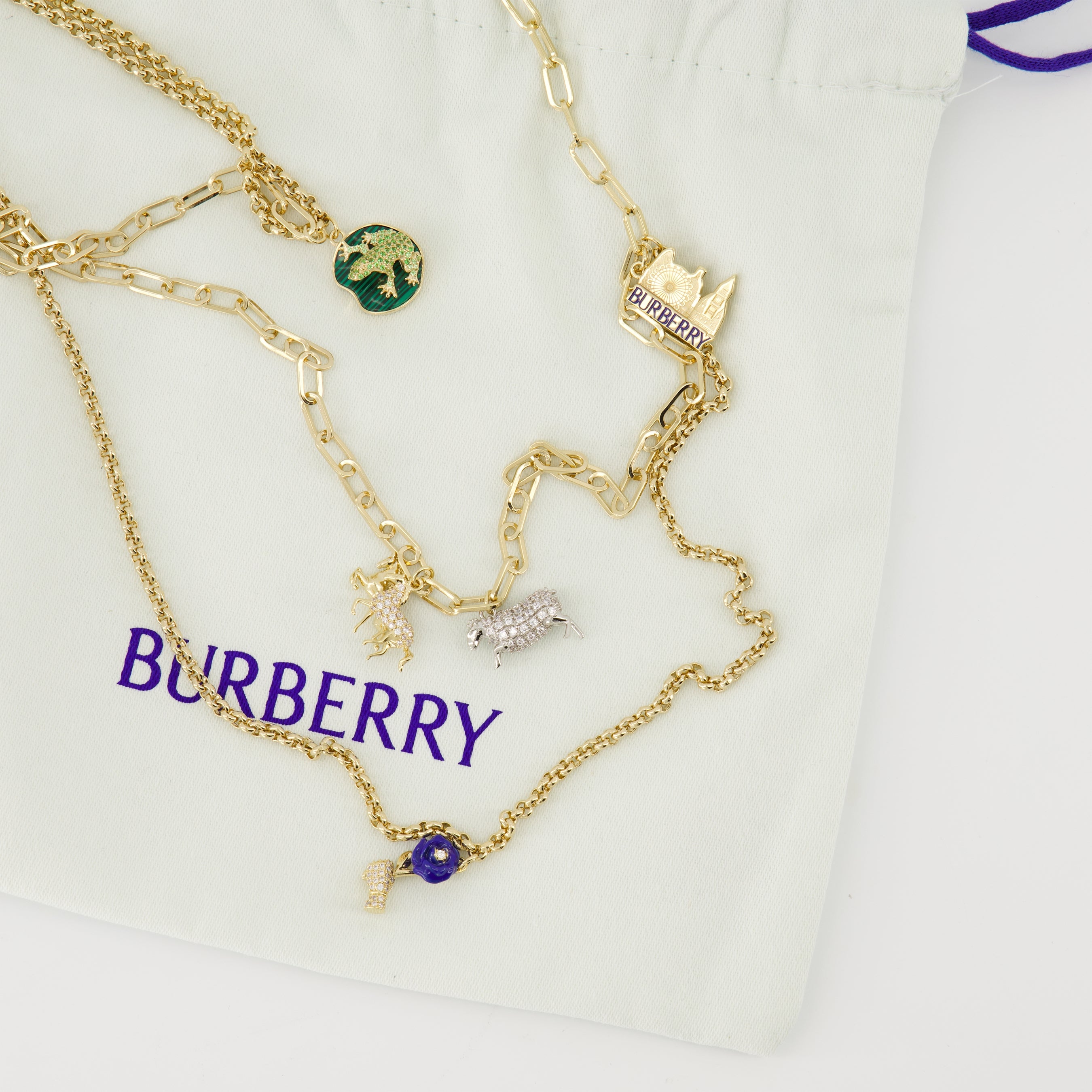 Bijoux Collier Charm double rang Burberry Doré Femme