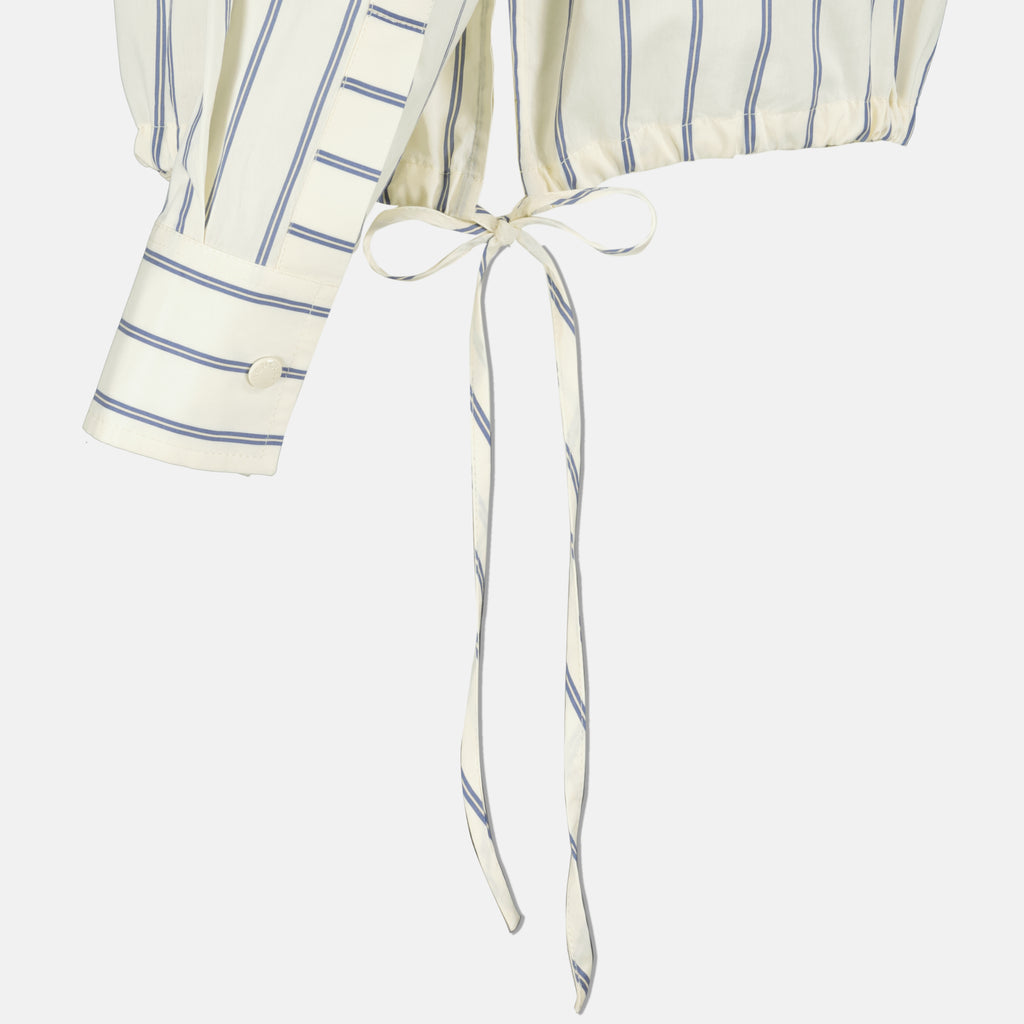 Chemises Camisa de Algodón y Seda a Rayas Moncler Blanc Femme