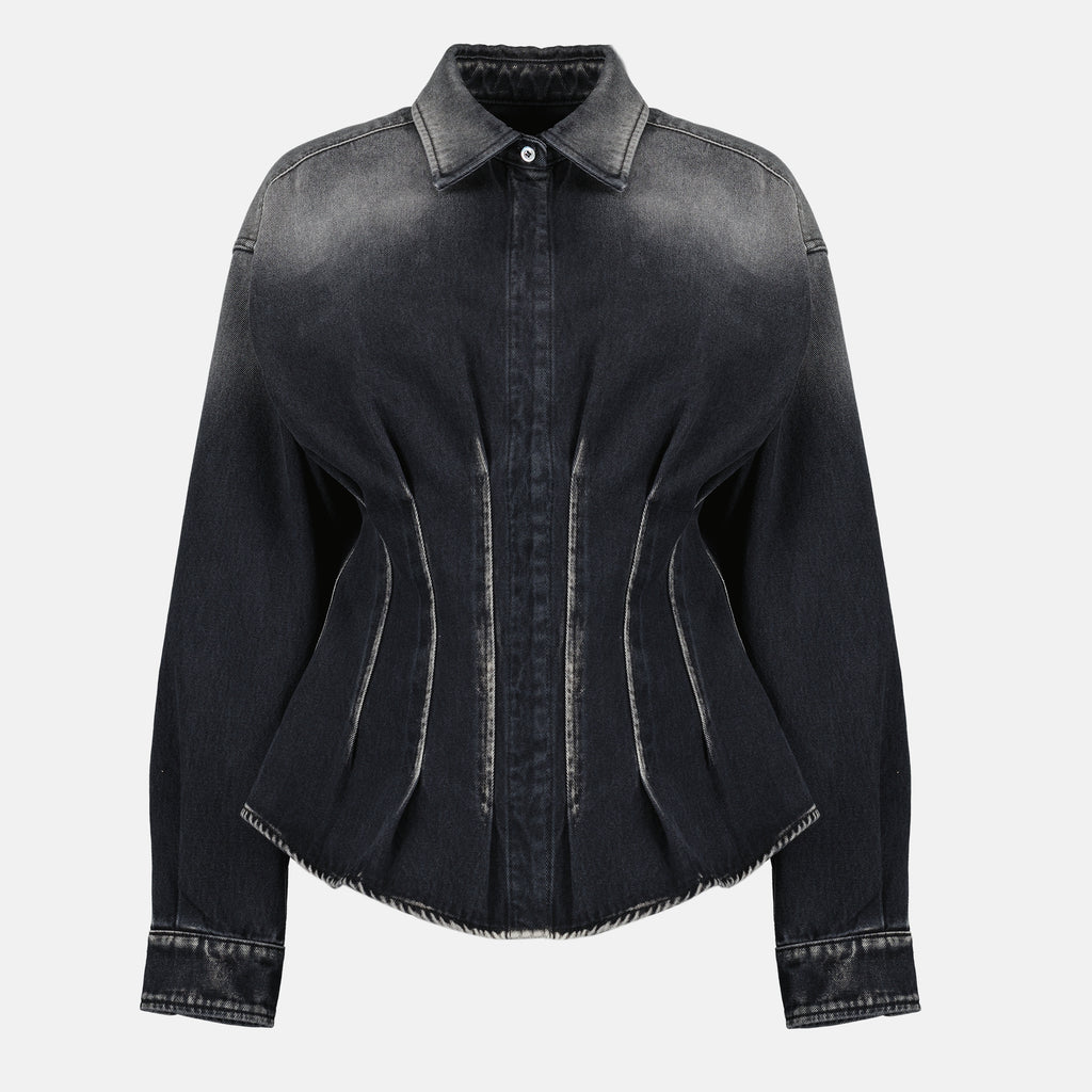 Image de l'article Chemise en denim noir de la marque Moschino pour Femme - Saison Automne-Hiver 2025 - Vue de Face