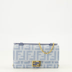 Sacs à main et épaule Carteira Baguette com Cadeia em Denim e Couro Azul FF Fendi Bleu Femme