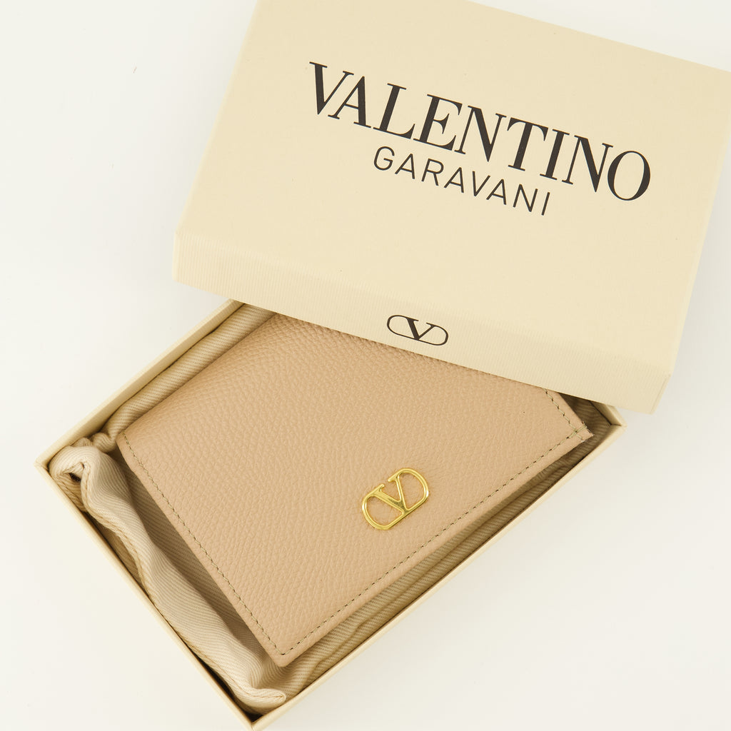 Petite maroquinerie Portefeuille Vlogo en cuir beige Valentino Garavani Beige Femme