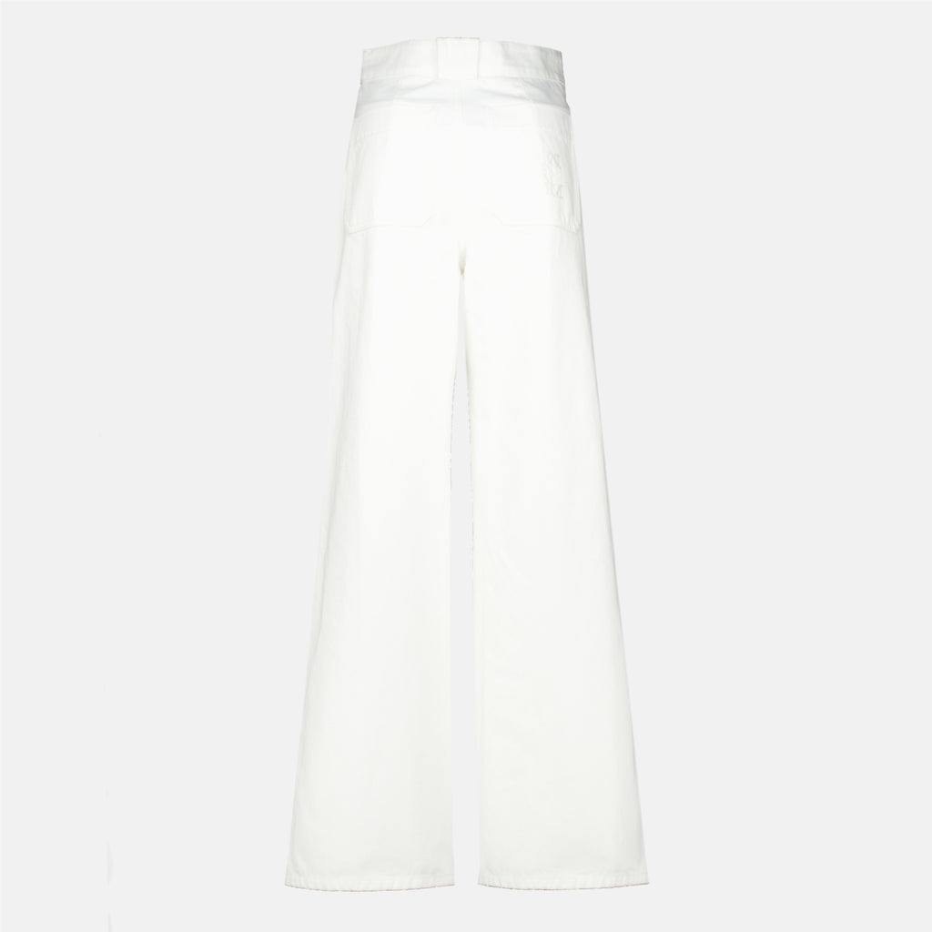 Pantalons Wide White Bull Cotton Pants Max Mara Blanc Femme