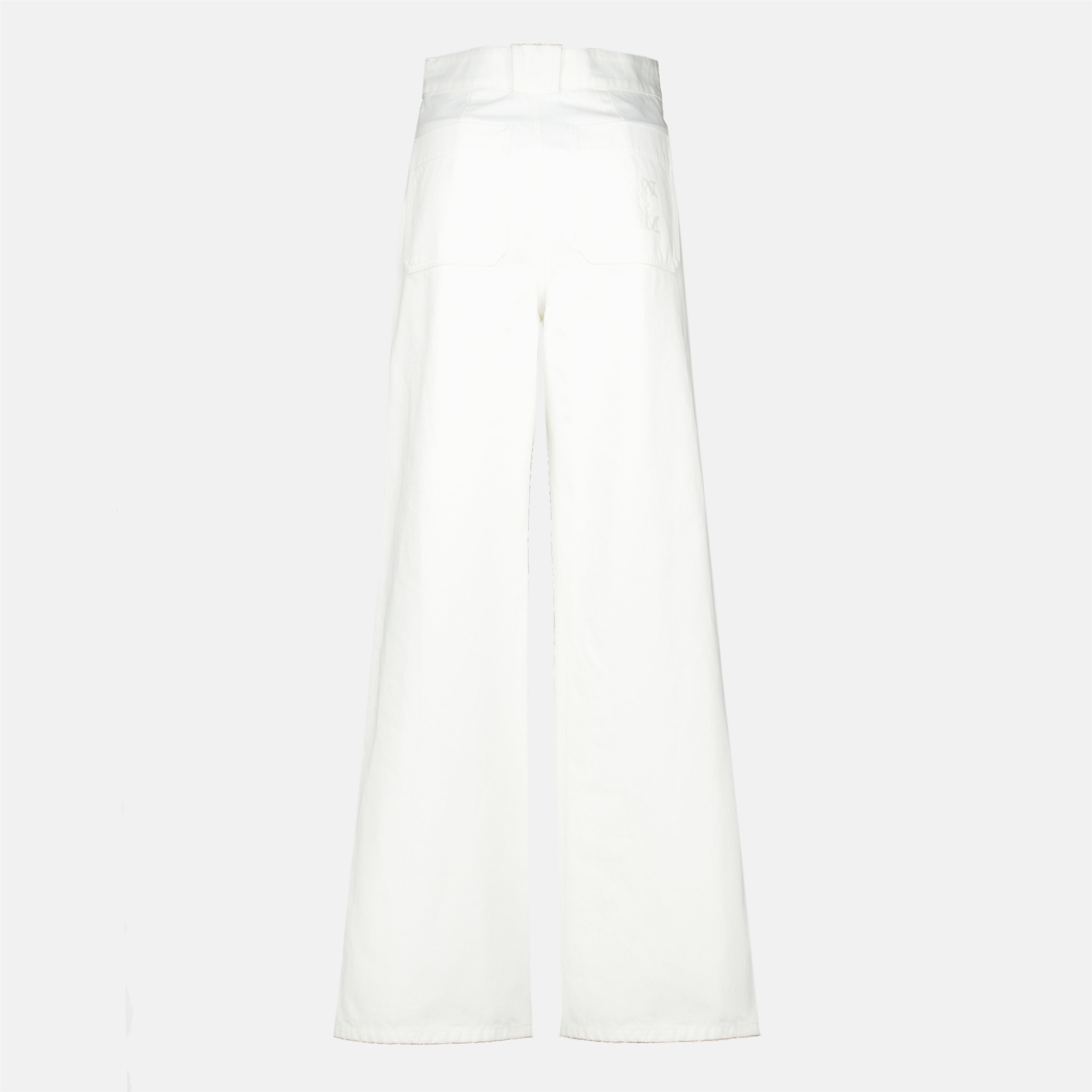 Pantalons Pantaloni in Cotone Bull Bianchi Larghe Max Mara Blanc Femme
