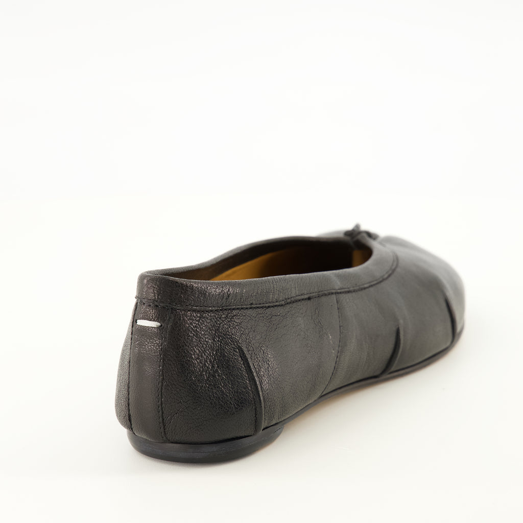 Chaussures plates 블랙 가죽 타비 플랫 Maison Margiela Noir Femme