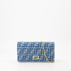 Handbags and shoulder bags Baguette Wallet with Chain Fendi Blue Femme