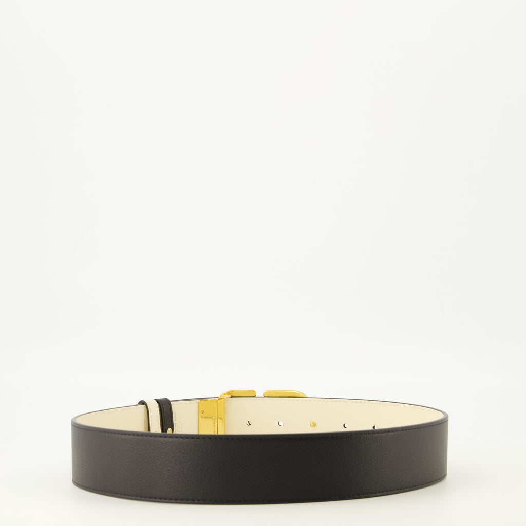 Ceintures Reversible VLogo Belt White and Black 40 mm Valentino Garavani Blanc Femme