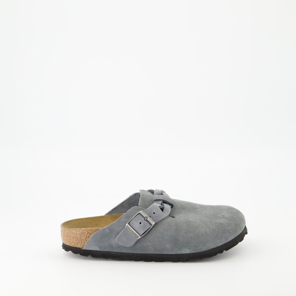 Chaussures ouvertes Mules Boston Braided Birkenstock Gris Femme