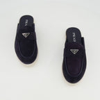 Scarpe aperte Mule in Pelle Suede Prada Blu scuro Homme