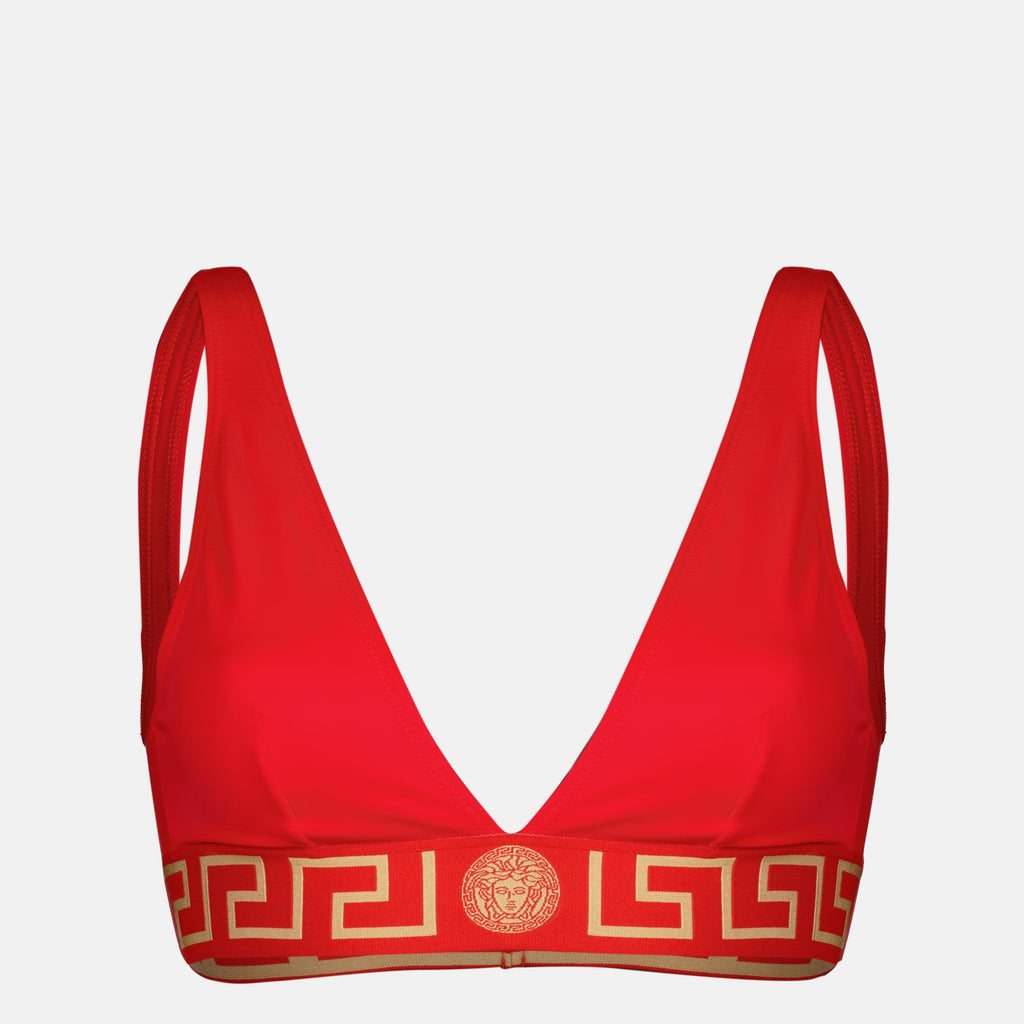 Immagine del top del costume da bagno rosso del marchio Versace per donna - Stagione Primavera-Estate 2025 - Vista Frontale