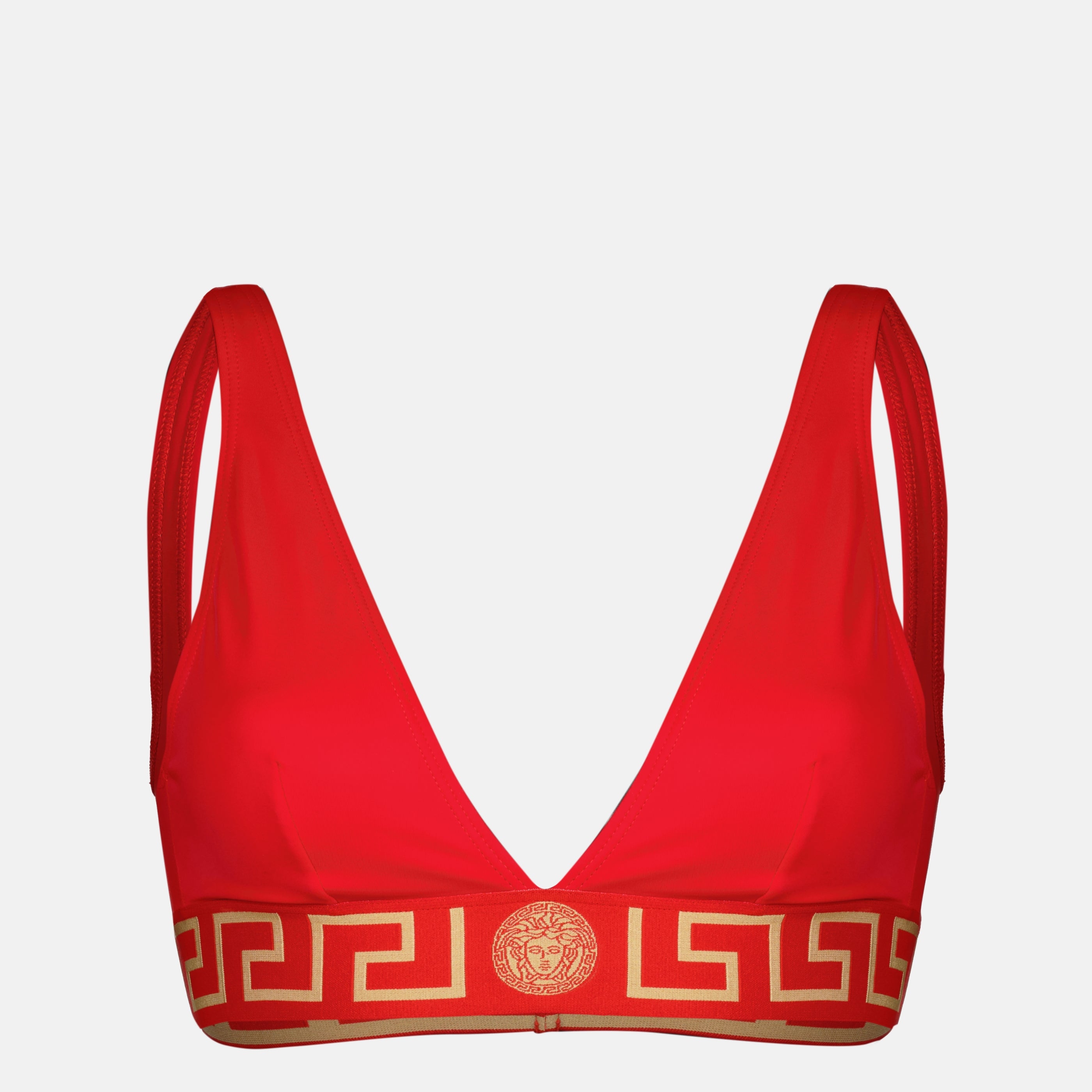 Immagine del top del costume da bagno rosso del marchio Versace per donna - Stagione Primavera-Estate 2025 - Vista Frontale