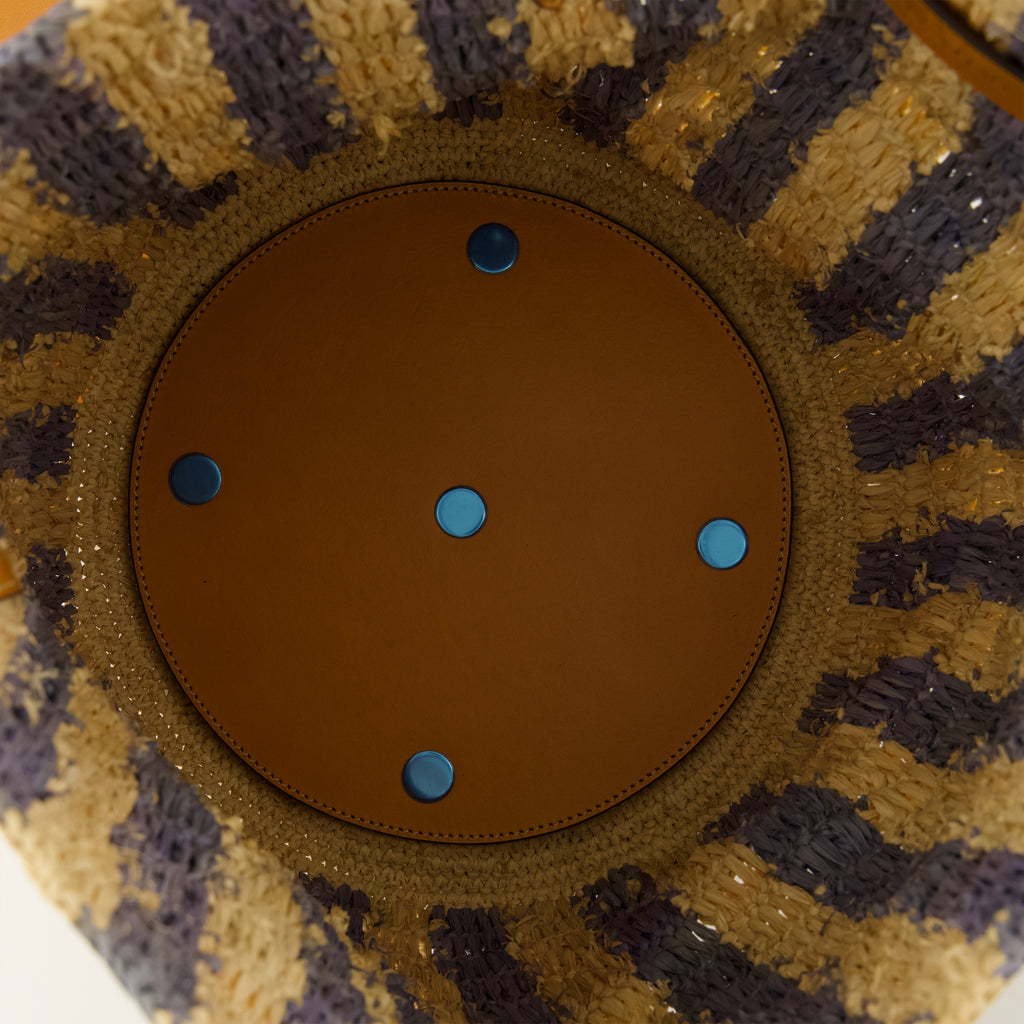 Sacs cabas Borsa in Raffia Striata Blu Valentino Garavani Bleu Femme
