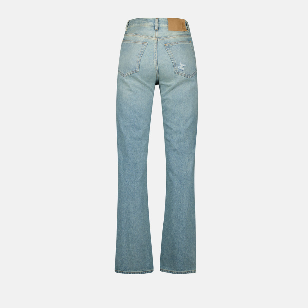 Pantalons Jean à bande adhésive Mm6 Bleu Femme