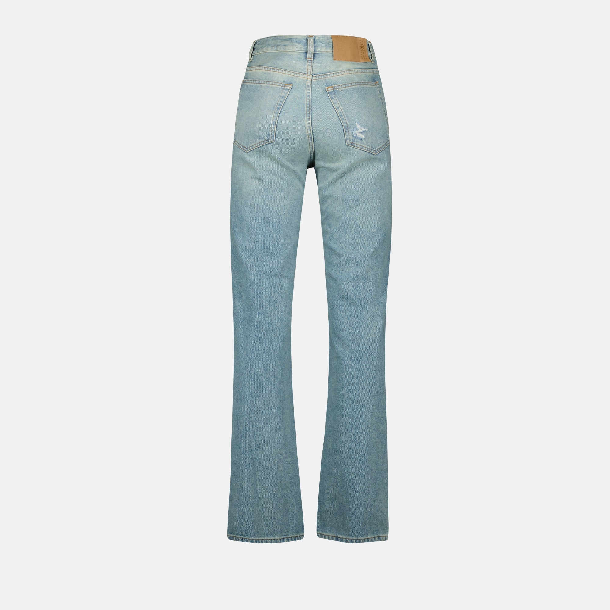 Pantalons Jean à bande adhésive Mm6 Bleu Femme