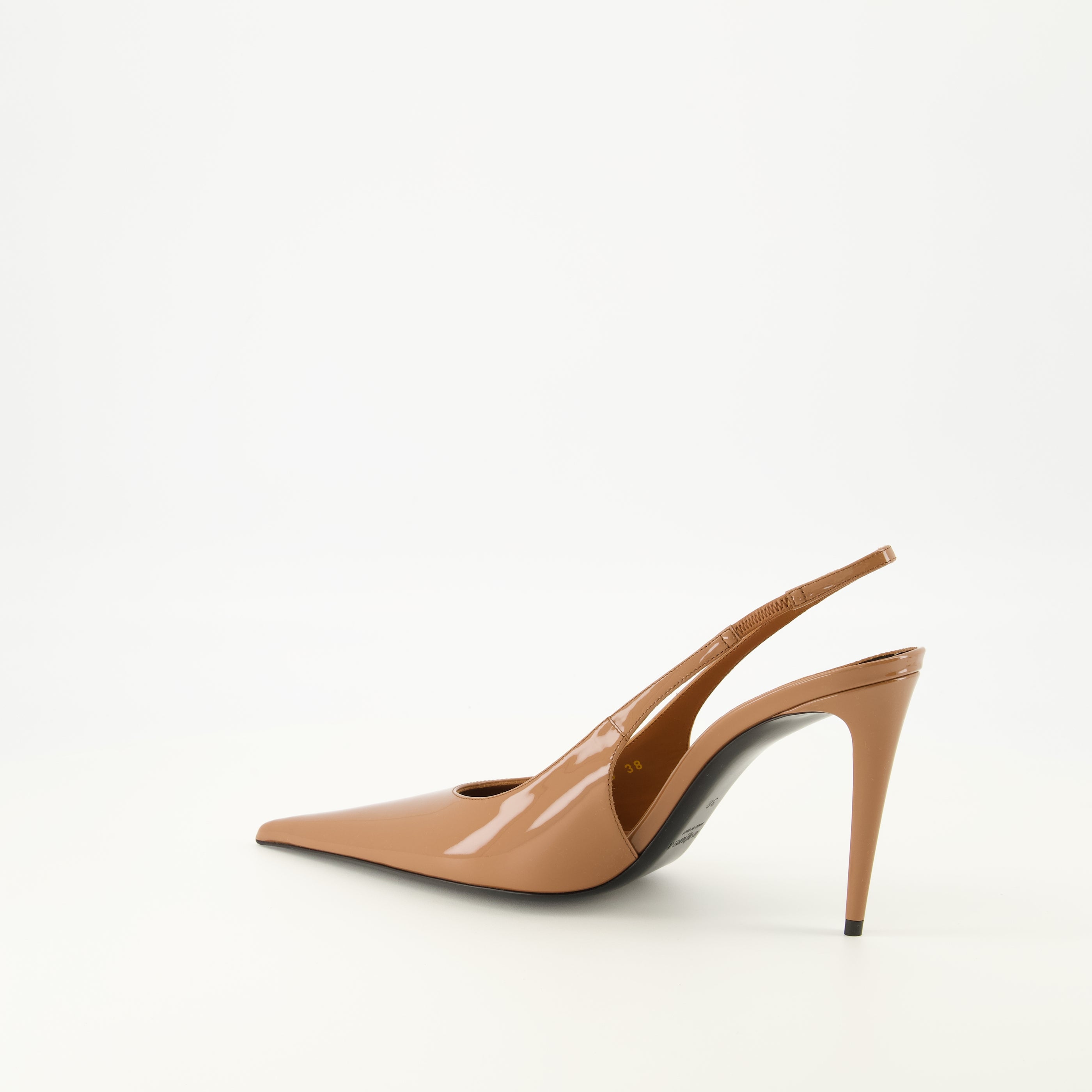 Chaussures ouvertes Guermantes Slingbacks in Beige Patent Leather Saint Laurent Beige Femme