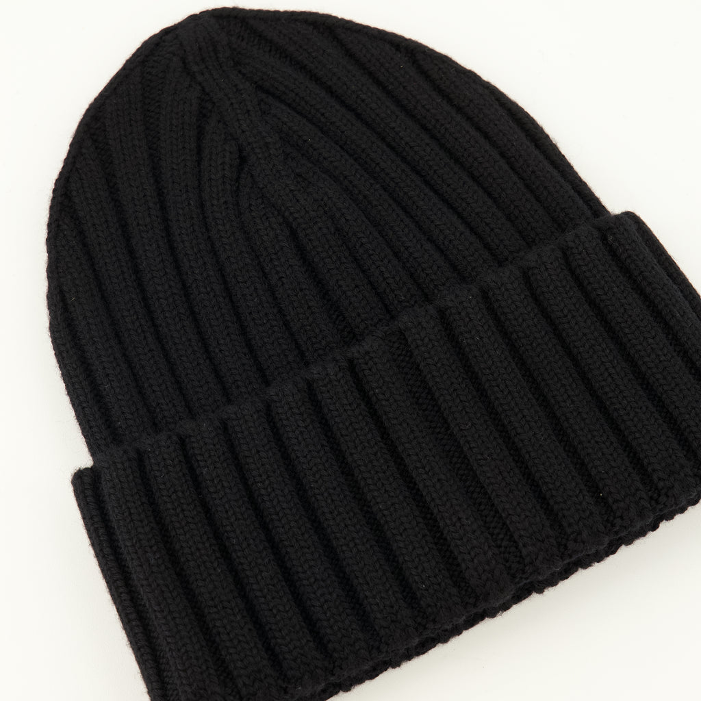 Chapeaux, casquettes et bonnets Gorro de Lã Preto com Logotipo Moncler Noir Femme