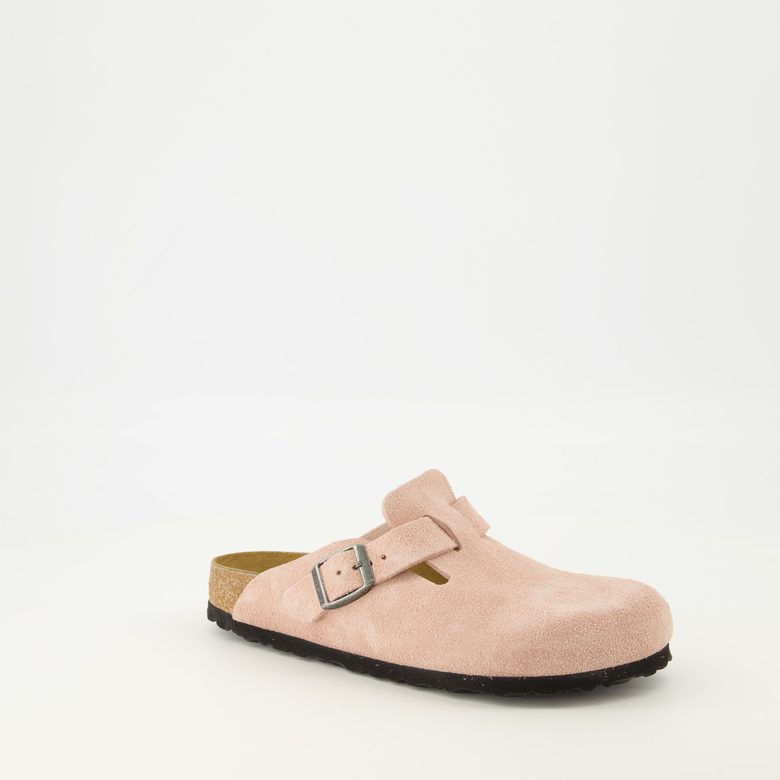 Image de l'article Mules Boston rose de la marque Birkenstock pour Unisex - Saison Printemps-Été 2026 - Vue trois quarts avant droite