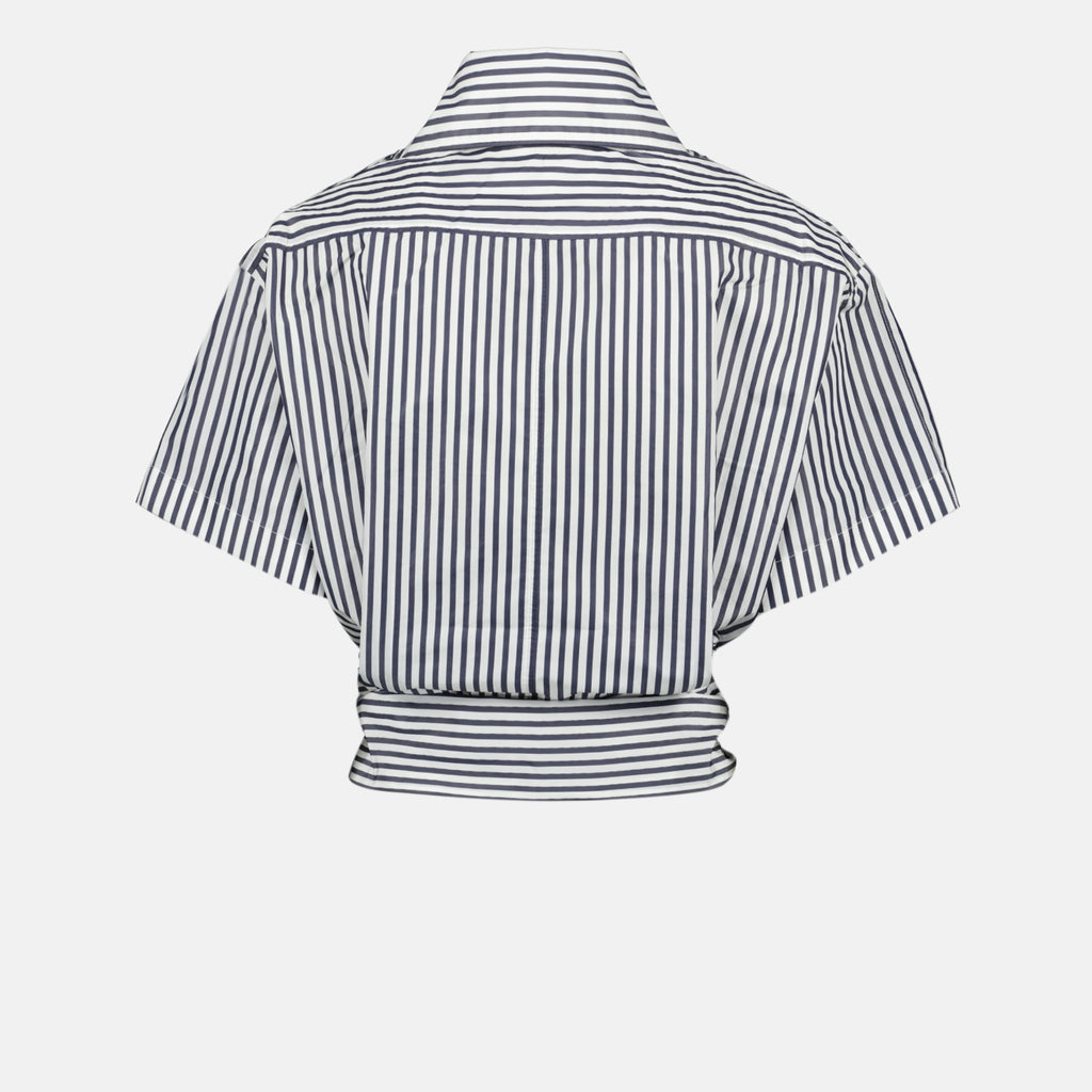 Immagine dell'articolo Camicia corta a righe blu e bianche del marchio Patou per Donna - Stagione Primavera-Estate 2026 - Vista Posteriore