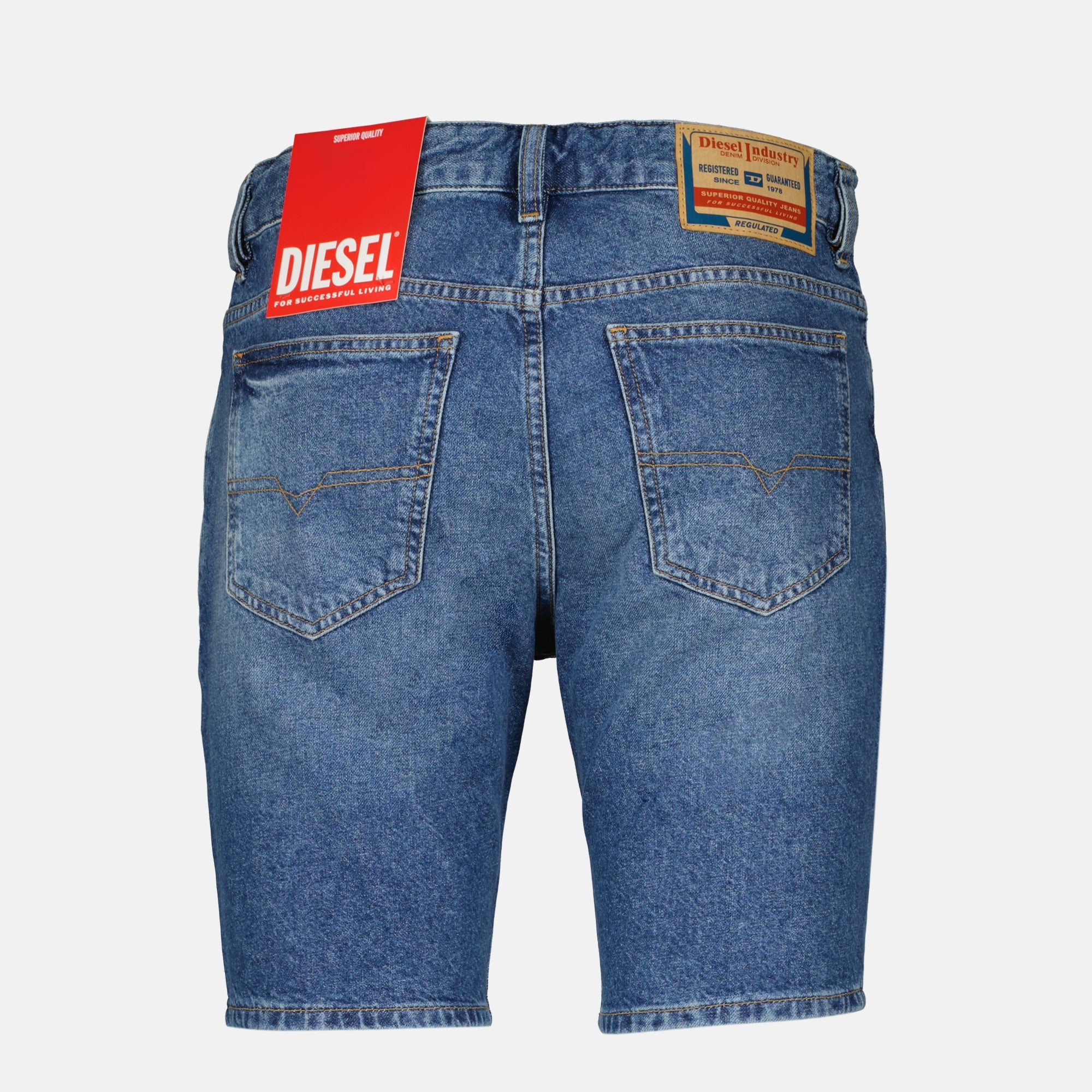 Image de l'article Short D-Fin en denim bleu de la marque Diesel pour Homme - Saison Printemps-Été 2026 - Vue de Dos