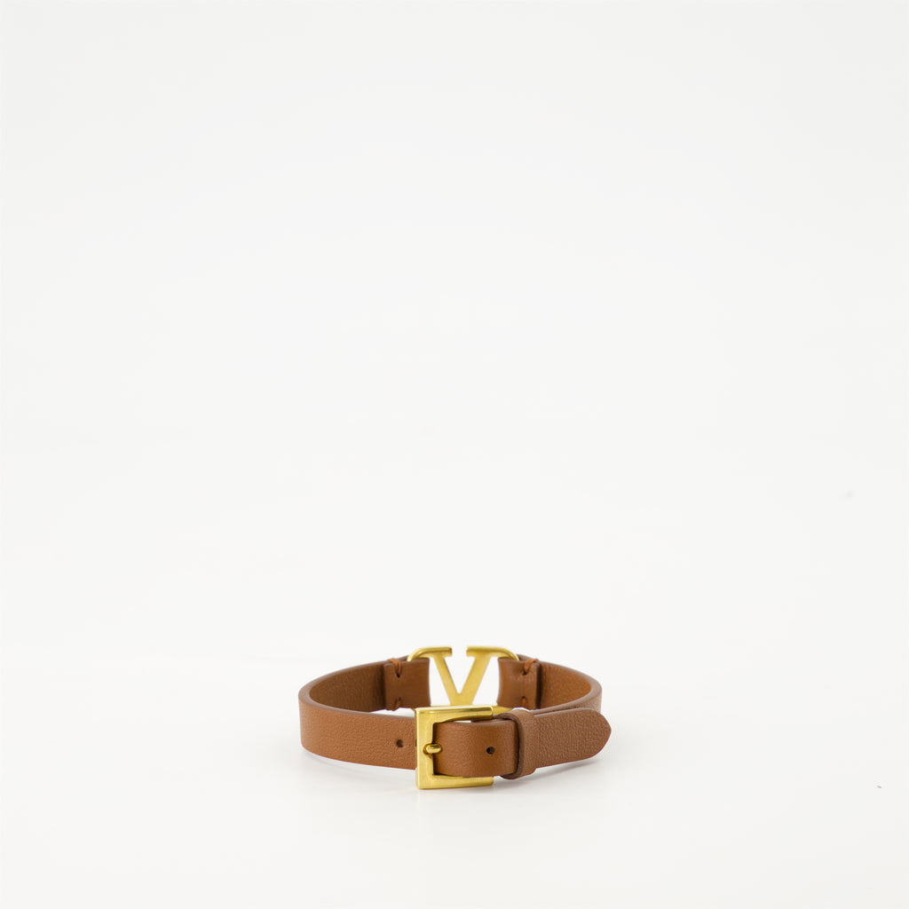 Bijoux Bracelet VLogo en cuir Valentino Garavani Marron Homme