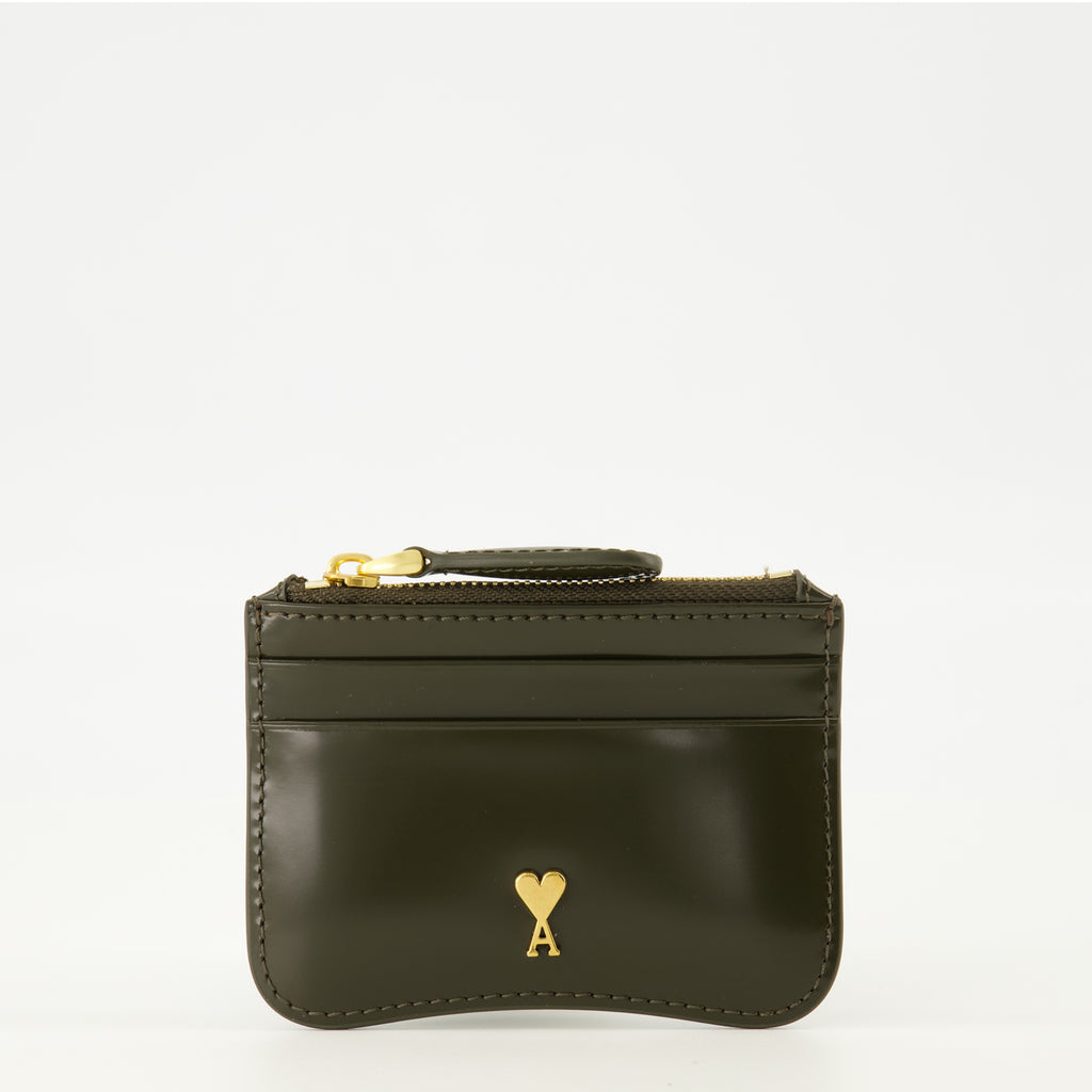 Image of the article Zip Card Holder Paris Khaki from the brand Ami PARIS for Unisex - Spring-Summer 2026 - Front View