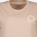 T-shirts T-Shirt de Algodão com Logo Bordado em Rosa Moncler Rose Femme