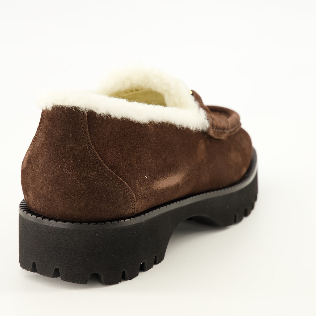 Mocassins Vlogoスエードとファーのローファー ブラウン Valentino Garavani Marron Femme