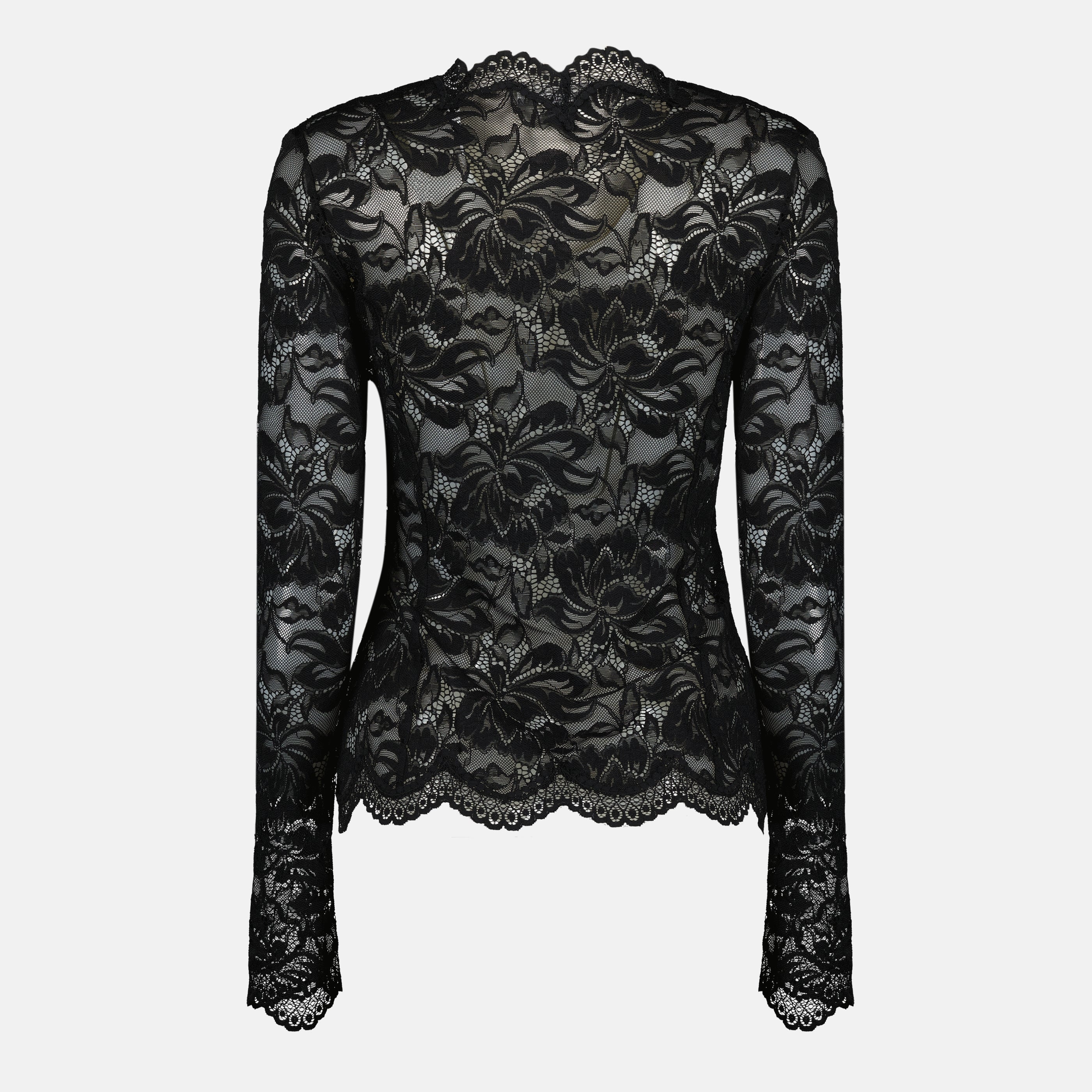 Imagen de la blusa de encaje y jersey negro de la marca Rabanne para Mujer - Temporada Primavera-Verano 2026 - Vista Trasera