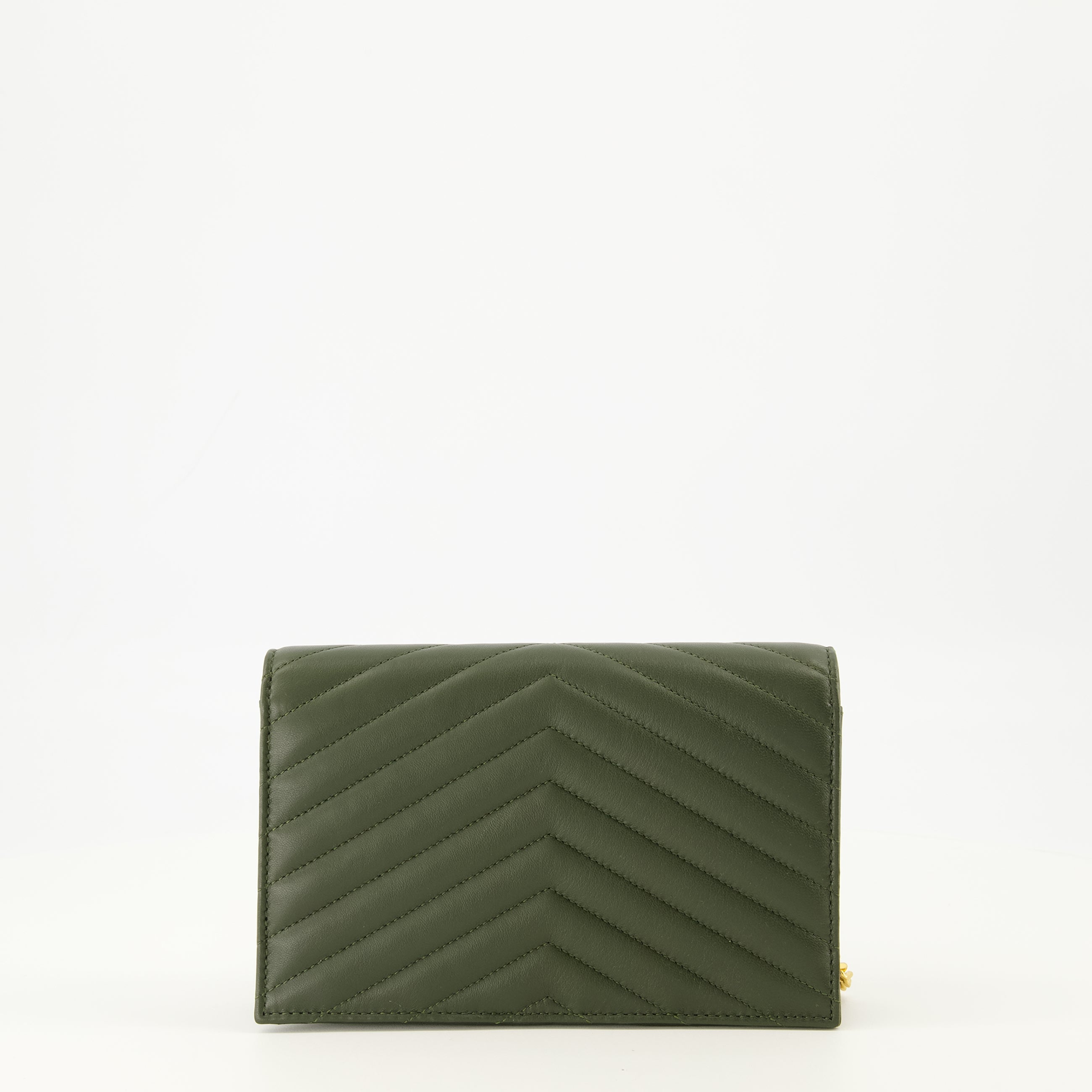 Image de l'article Portefeuille Enveloppe Cassandre kaki de la marque Saint Laurent pour Femme - Saison Printemps-Été 2026 - Vue de Dos