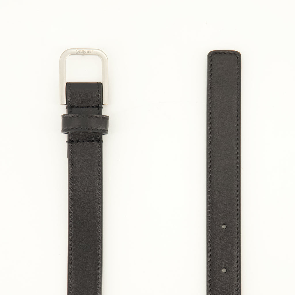 Ceintures Cinturón de cuero negro liso de alta calidad Saint Laurent Noir Homme