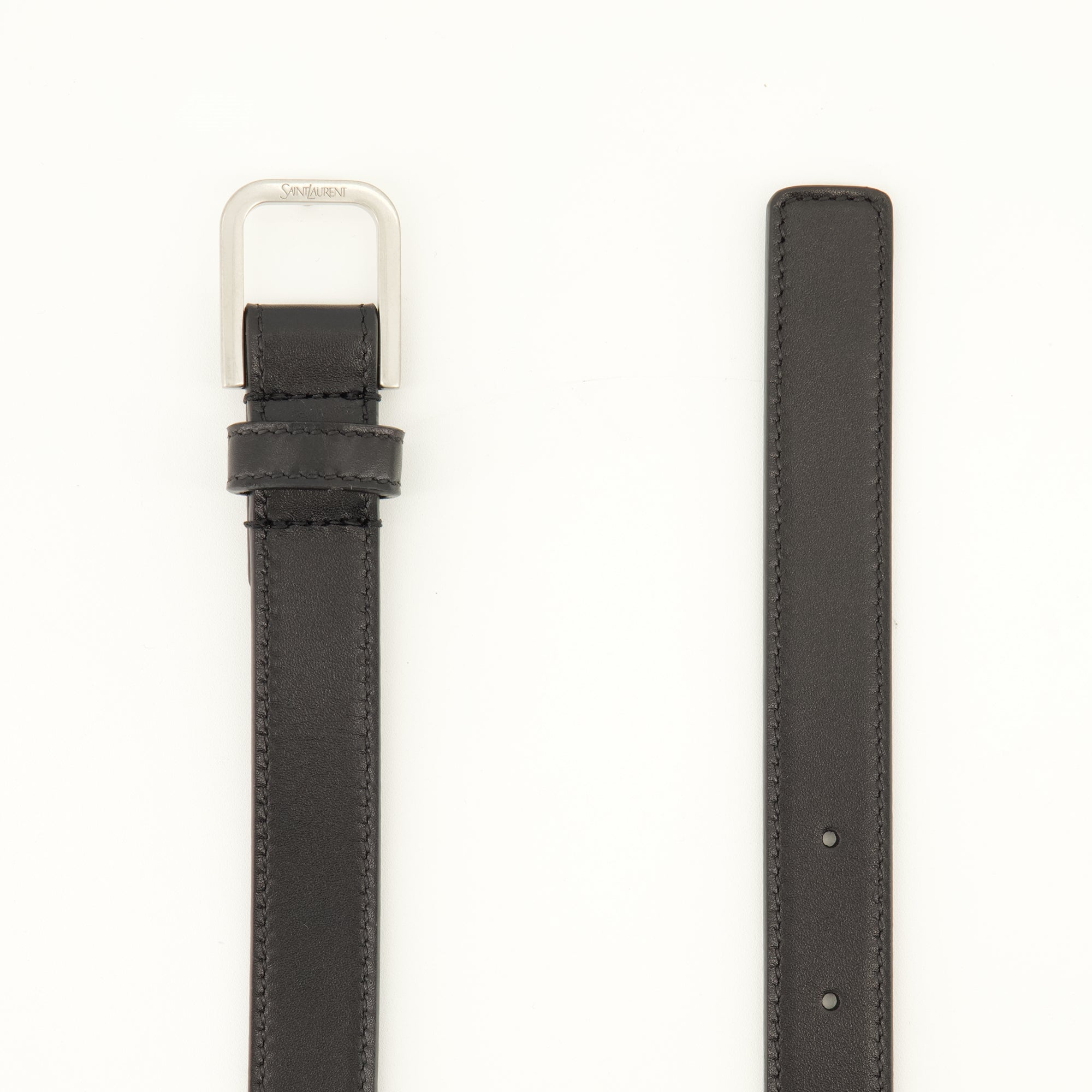 Ceintures Cintura in pelle liscia nera fine Saint Laurent Noir Homme