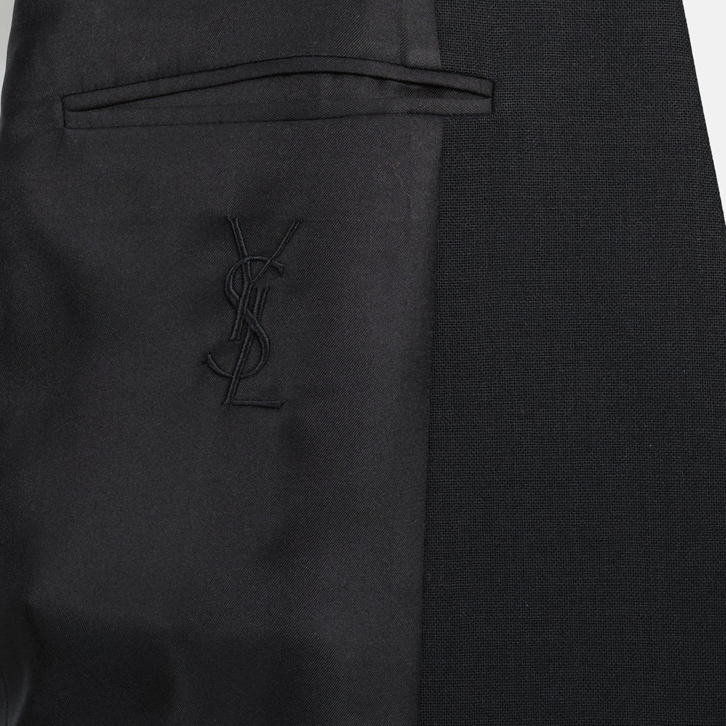 생 로랑 남성용 검은 양모 블레이저 이미지 - 2025년 가을-겨울 시즌 - 상세 보기_2