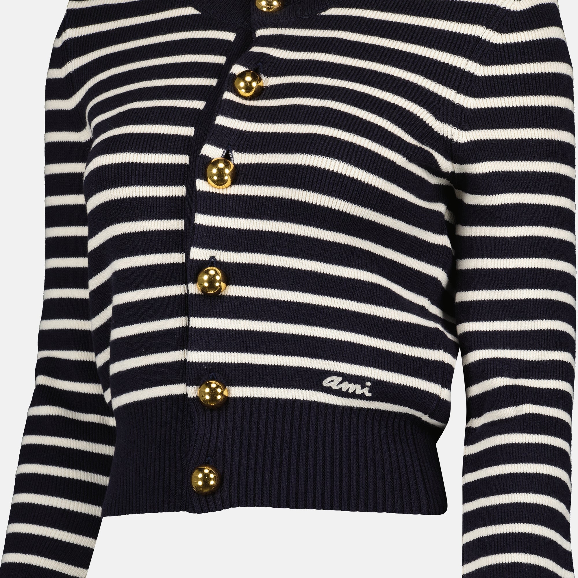 Maille Cardigan marinière Ami PARIS Bleu Femme