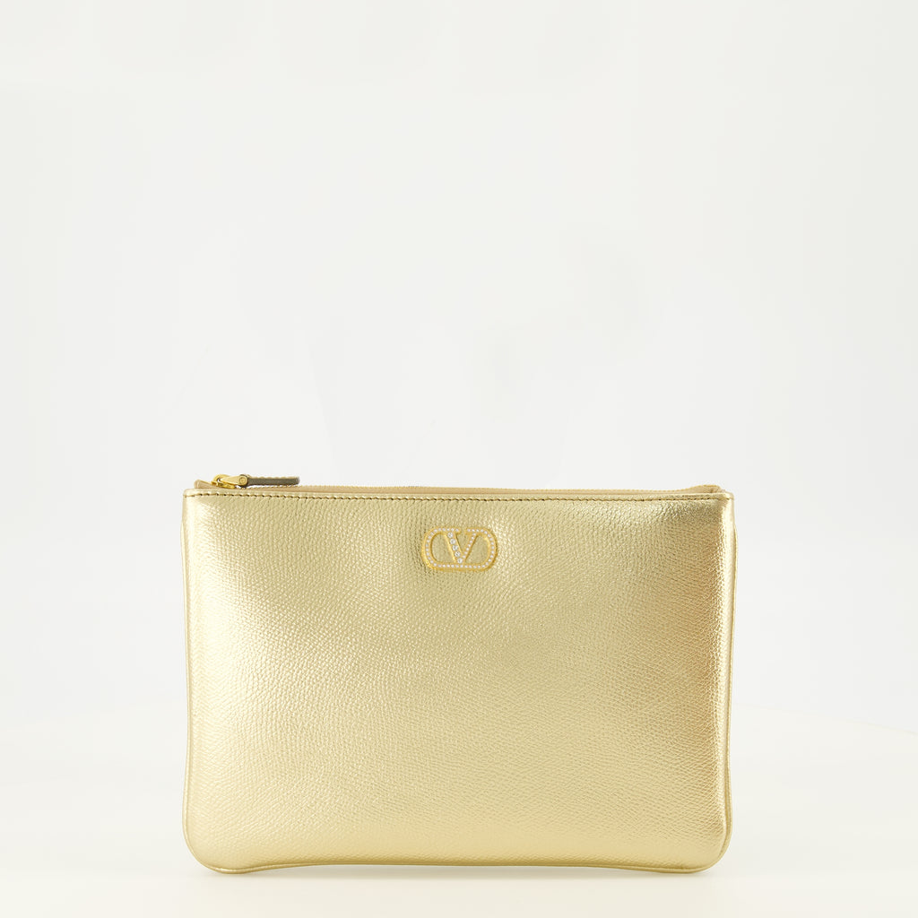 Pochettes Pochette in pelle lamé VLogo Valentino Garavani Doré Femme