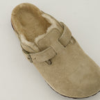 Offene schuhe Fell Boston Mules Birkenstock Beige Unisex
