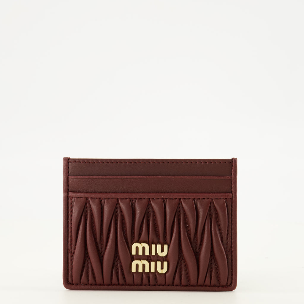 Petite maroquinerie Tarjetero de Cuero Burdeos Acolchado Miu Miu Bordeaux Femme