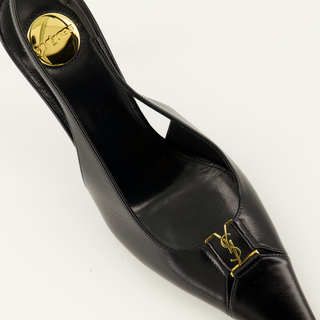 Image de l'article Escarpins Babylone en cuir noir de la marque Saint Laurent pour Femme - Saison Printemps-Été 2026 - Vue détaillée de haut