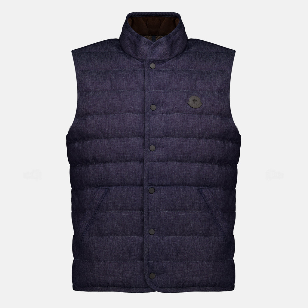 Vestes Liorane Denim Ärmellose Puffer-Weste Moncler Bleu foncé Homme