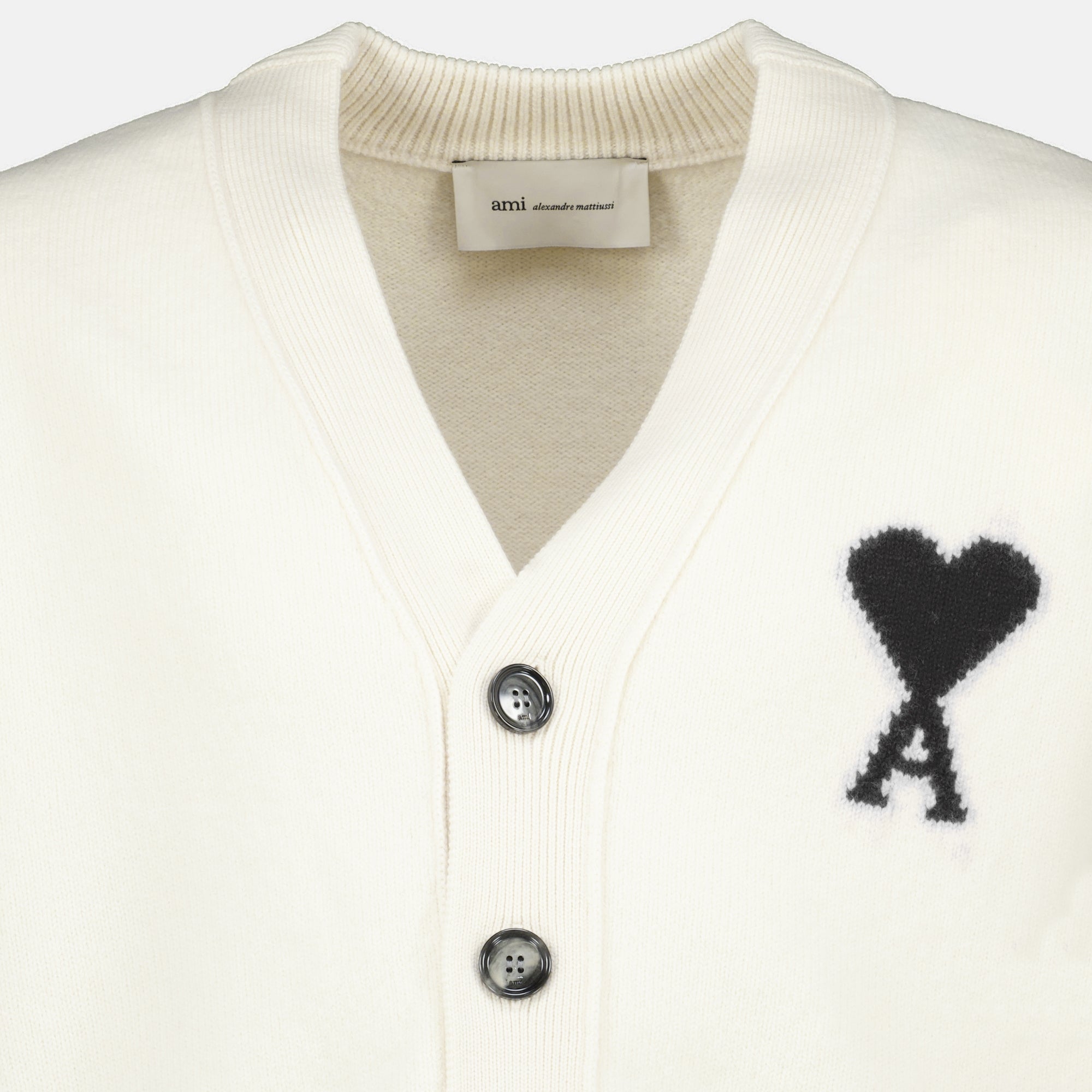 Maille Cardigan AMI de coeur en laine blanc Ami PARIS Blanc Unisexe