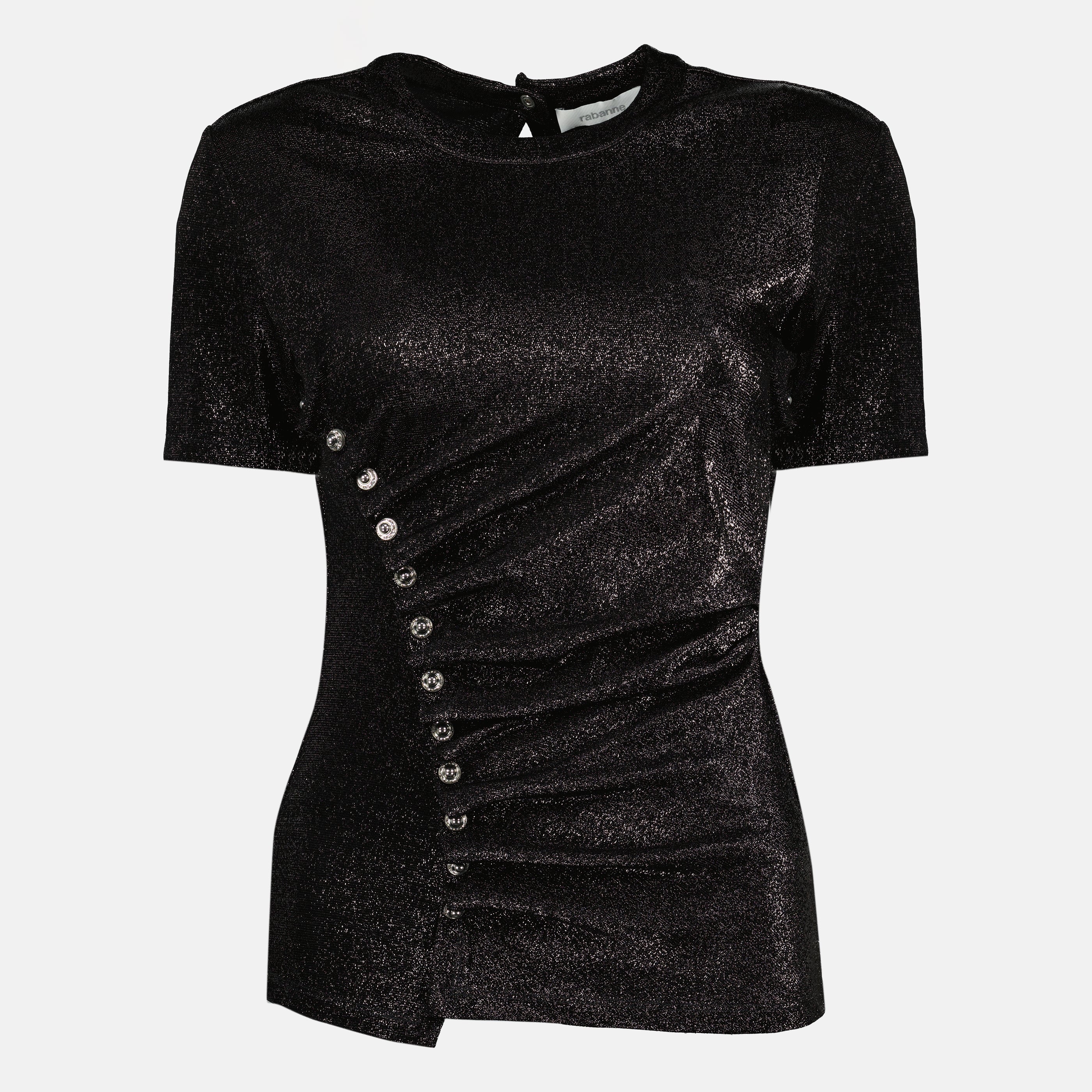 Imagen del top drapeado de jersey brillante de la marca Rabanne para Mujeres - Temporada Primavera-Verano 2026 - Vista Frontal